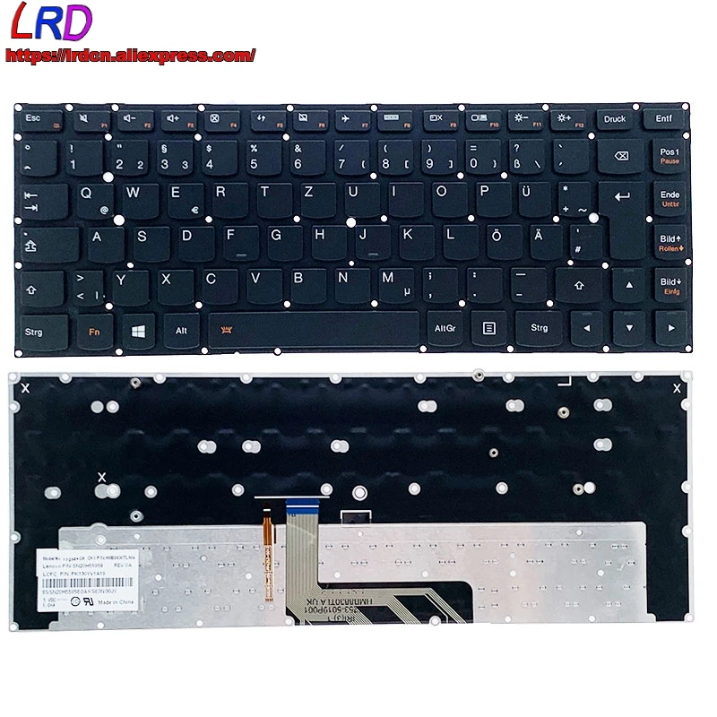 Новая Оригинальная немецкая клавиатура с подсветкой для ноутбука Lenovo Yoga 900-13ISK