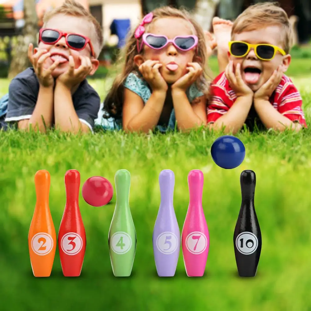 Цветной стандартный набор для боулинга из 12 штук с 10 булавками 2 шарика детские