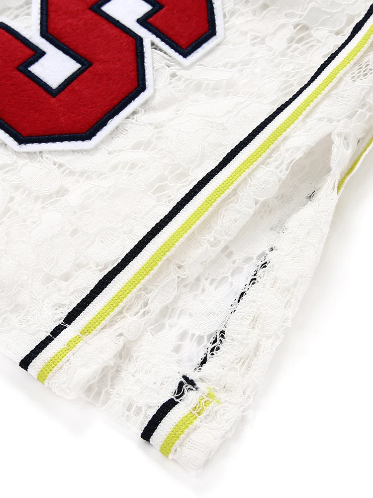 Юбка кружевная до щиколотки с аппликацией и полосками по бокам | Мать ребенок