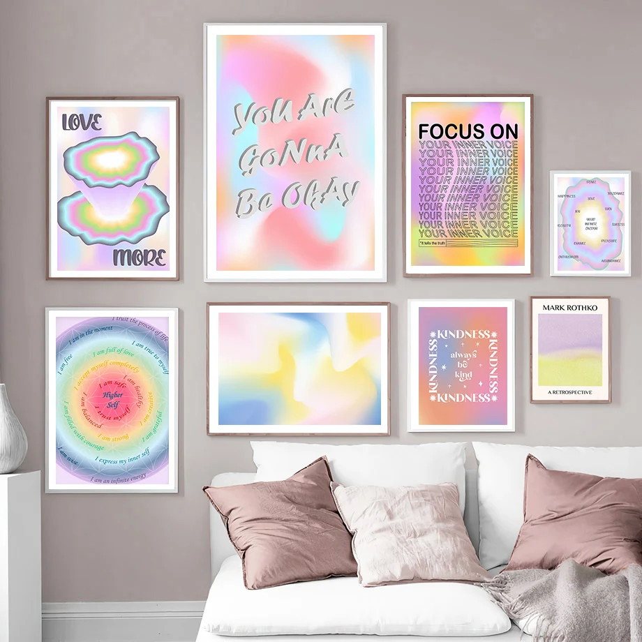 

Nordic Modern Art Posters And Prints Gradient Rainbow Color Wall Art Canvas Painting Wall Pictures For Living Room Aesthetics