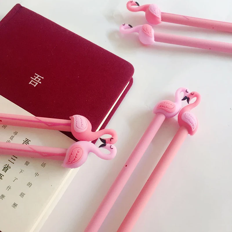 4 шт./лот детские розовые гелевые ручки с фламинго 0 5 мм черные чернила