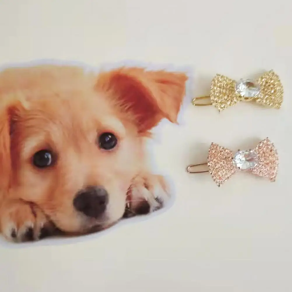 

Pets Hairpins Bling Rhinestone Bow Luxury Pet Hair Clips Puppy Hair Clips Novel Barrette