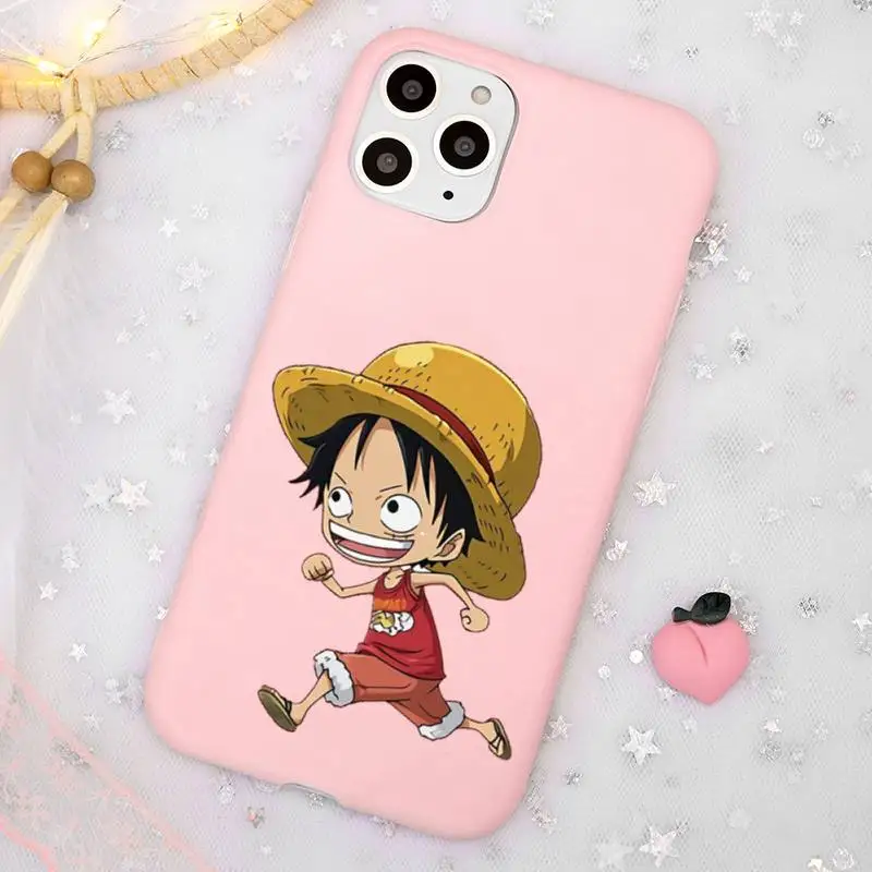 

Luffy cartoon brand Phone Case funda Candy Color for iPhone 11 12 mini pro XS MAX 8 7 6 6S Plus X SE 2020 XR