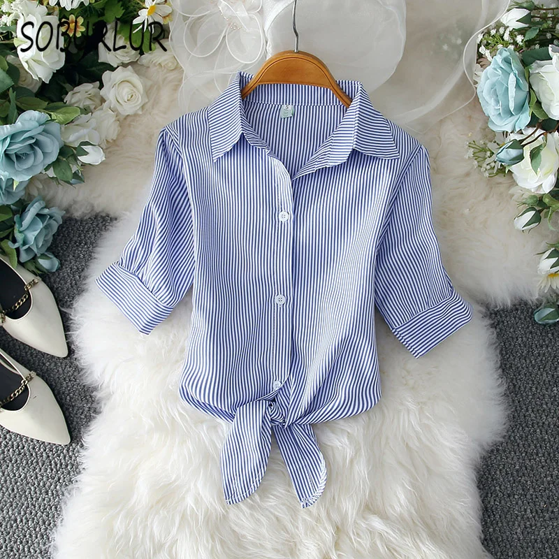 SOBURLUR  2021 Summer  Basic Blouses Women Solid Color  Oversized  Women's  Shirt  Blousas Top Woman Top Women   Tunics Tops