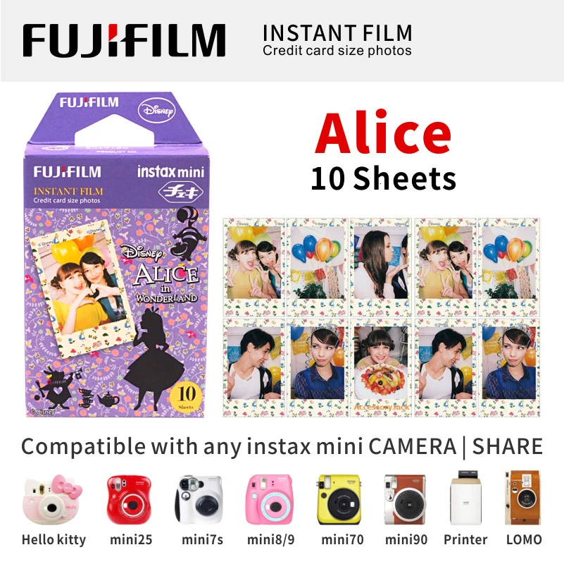 Alice 10 Sheets Fujifilm Instax Mini 8 пленка 10 листов Синий Rilakkuma hello kitty Fuji фотобумага для 70 50s 7s 90 25 SP2 LOMO мгновенная камера - Цвет: Alice 10 Sheets