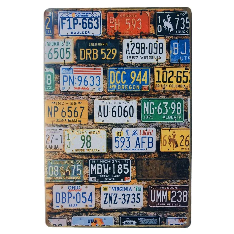 

Shabby Chic Car Plates USA Route 66 MAP Vintage Tin Sign Bar Pub Home Garage Wall Decor Retro Metal Art Poster Plaque