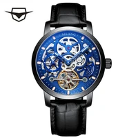 ailang watches fashion stainless steel waterproof mens skeleton watch luxury brand casual leathe sport tourbillo watch 6811d