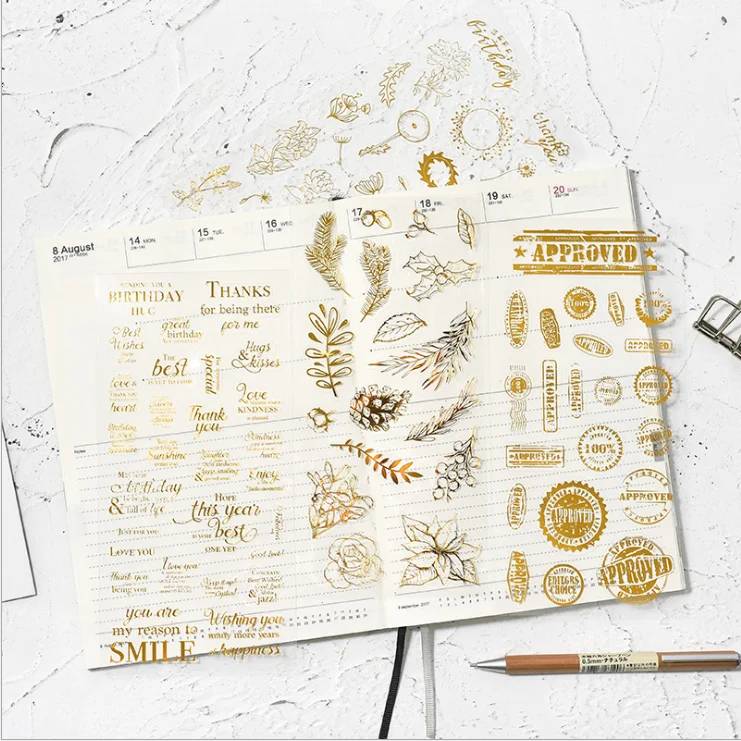 Креативные буквы почтовые марки цветы декоративные золотые наклейки для