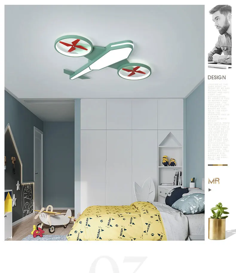 Креативный мультяшный Воздушный самолет детский потолочный светильник для маленьких мальчиков и девочек детская комната Светильник для спальни декоративный для детской комнаты светильник ing