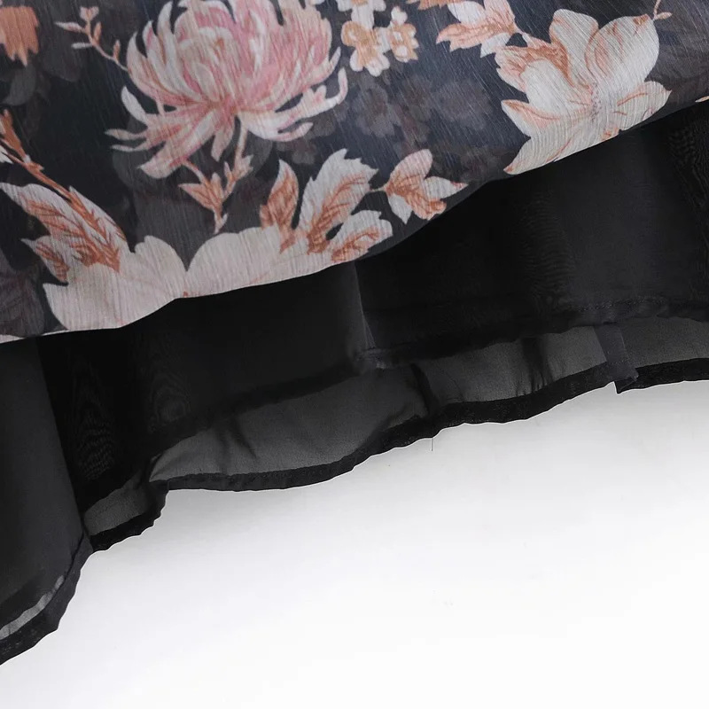 

Women Summer Vintage Print Dress 2020 Long Sleeve O-Neck Bow Tie Fashion Street Chiffon Female Elegant Loose Dresses Vestidos