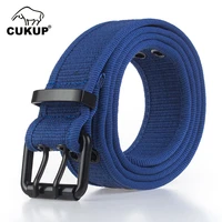 cukup high quality knitted canvas belt double pin styles buckle metal retro belts jeans accessories for men multicolor cbck198