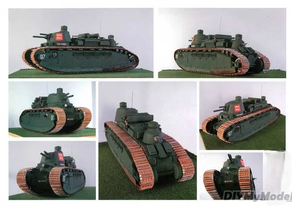 DIYMyModeI-tanque pesado franc&eacute;s FCM char 2C, KIT de modelo de papel artesanal, rompecabezas de juguete hecho a mano, regalo, accesorios de pel&iacute;cula-1