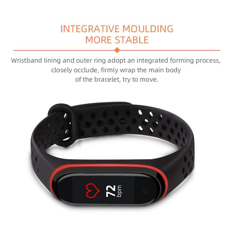 BOORUI mi band 4 ремешок силиконовый сменный для Xiaomi mi band 4 3 ремешок двойной цвет алмазное отверстие mi band 4 ремешок