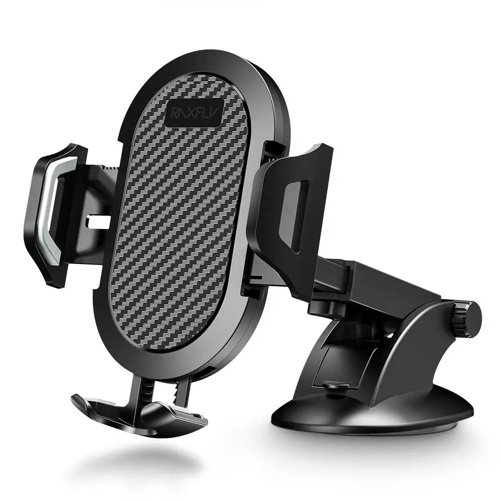 

2019 RAXFLY Custom Universal Air Vent Car Dashboard Mobile Phone Holder Carbon Fibre Windshield Phone Stand