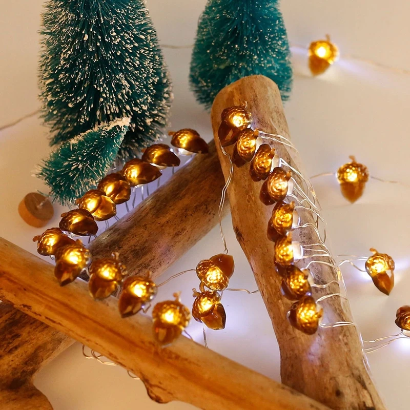 

2/3/4m Acorn Pinecone LED Waterproof String Lights Battery Powered with 8 Modes Remote Control Christmas Thanksgiving Decoration