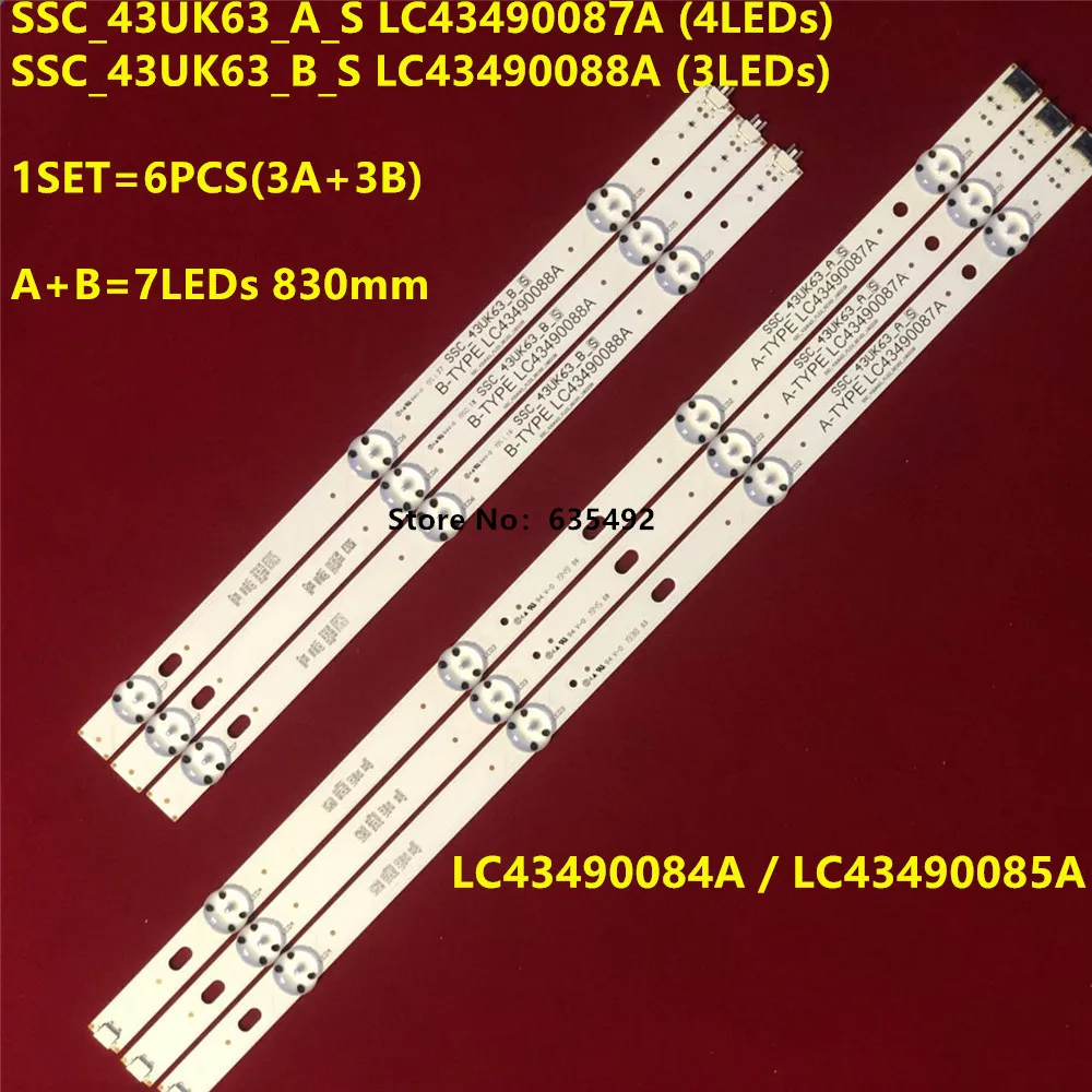 

1set=6pcs LED strip for LG 43UJ6300 43UK6300PUE LC43490087A LC43490088A LC43490077A LC43490078A SSC_43UJ63_A/B SSC_43UK63_A/B