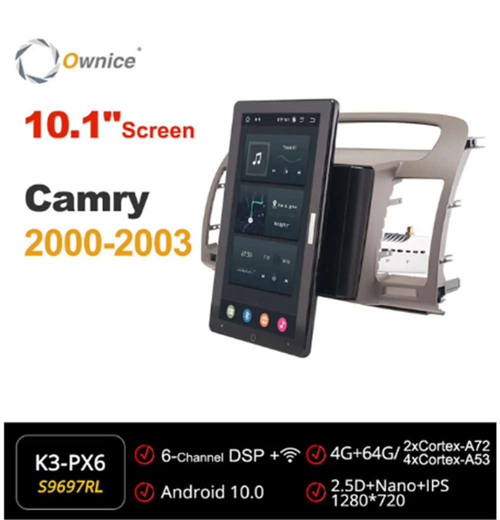 

Автомобильное радио 1280*720 Ownice, Android 10,0, для Toyota Camry 2000-2003, мультимедийное аудио, GPS, головное устройство, авто, вращающийся на 10,1 дюйма