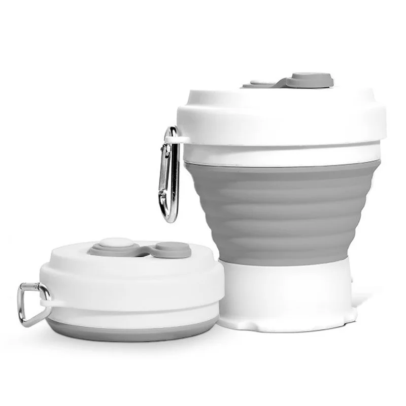 

folding travel folding silicone coffee cup camping cup retractable lid drinking cup hiking camping