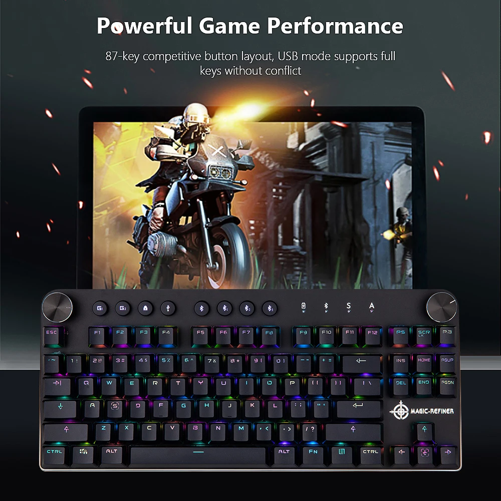 Механическая игровая клавиатура MAGIC REFINER MK11 проводная USB и беспроводная BT 3 0 RGB