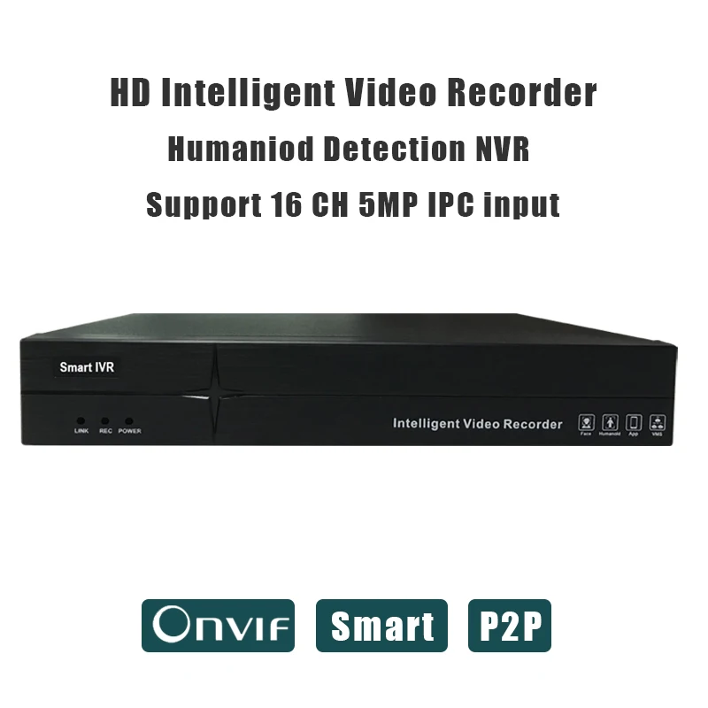 NVR 16 CH поддерживает 1080P 5MP IPC humanoid detection H.265 H.264 Onvif IP камера видео рекордер для