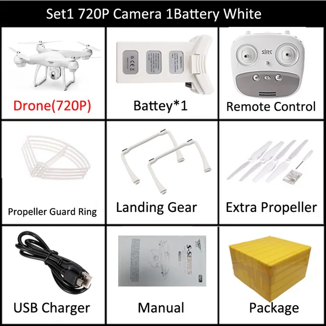Set1 720P 1B White LAUMOX S70W Радиоуправляемый Дрон с режимом следования за мной с 720 P/1080 P HD камерой Регулируемый Широкоугольный FPV gps Профессиональный Квадрокоптер вертолет - Цвет: Set1 720P 1B White