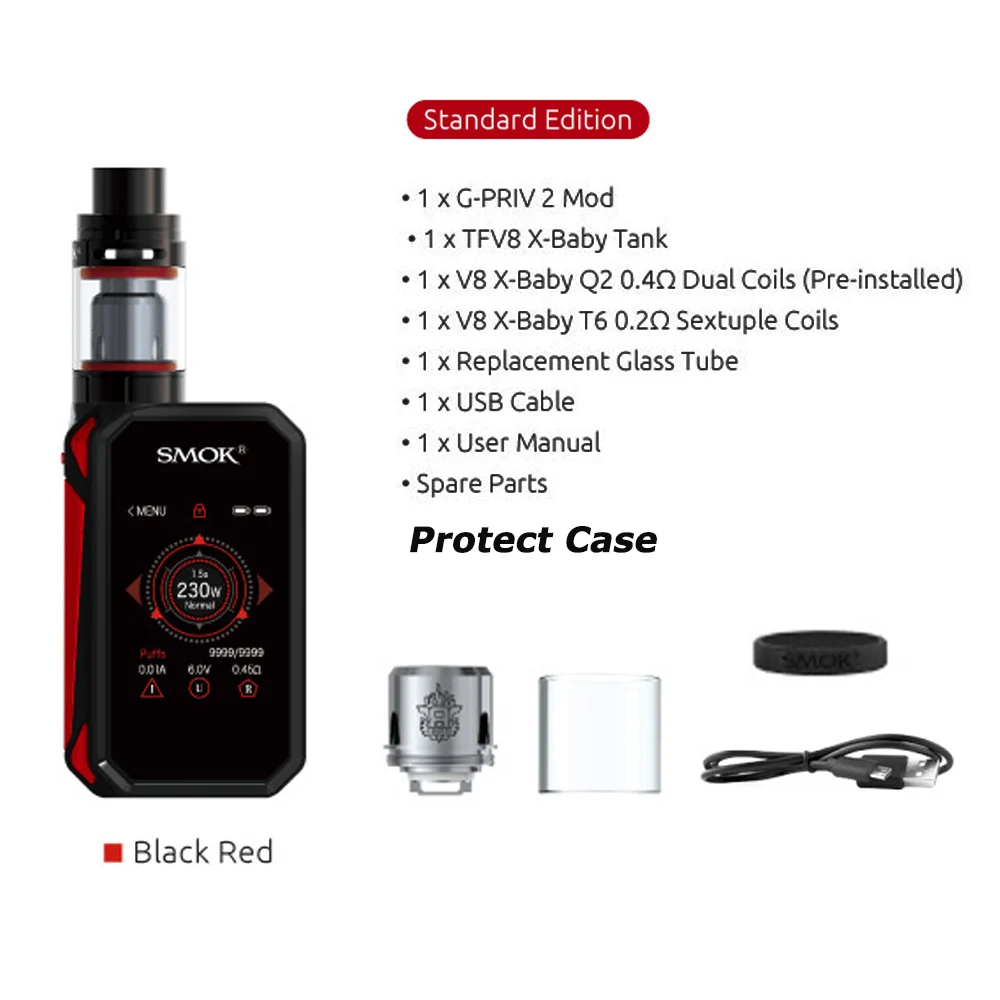 SMOK G PRIV 2 комплекта 230 Вт Priv Mod 18650 батарея 4 мл TFV8 X Baby испаритель электронная
