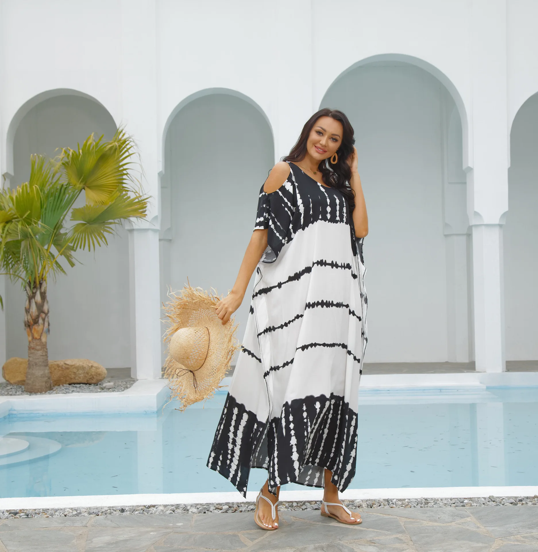 

FLORAL STORY Beach Cover Up Woman Bathing Suit Women Bikini Cover Ups Vestidos Za Verano Woman's Printed Maxi Dress Robe Caftan