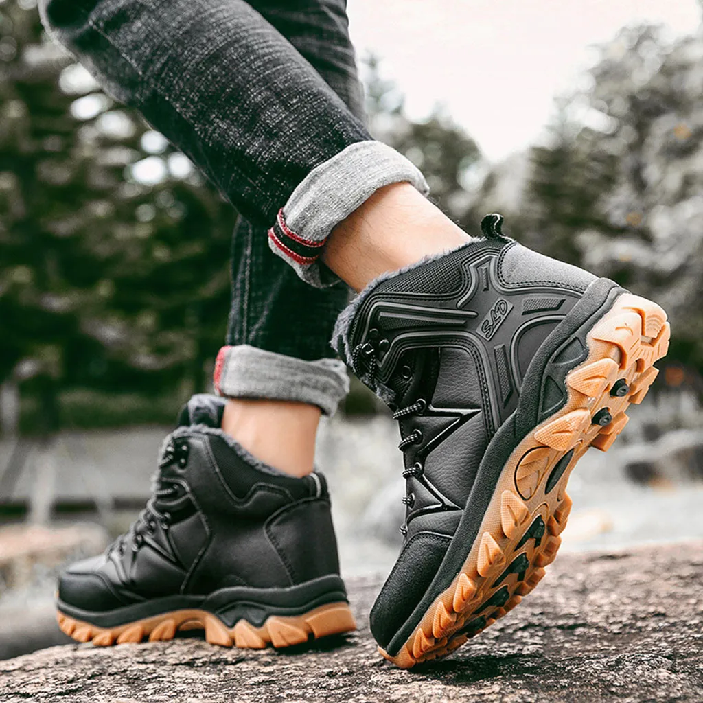 

Мужские Нескользящие ботинки, теплые зимние кроссовки из хлопка, с бархатной подкладкой, обувь для скалолазания