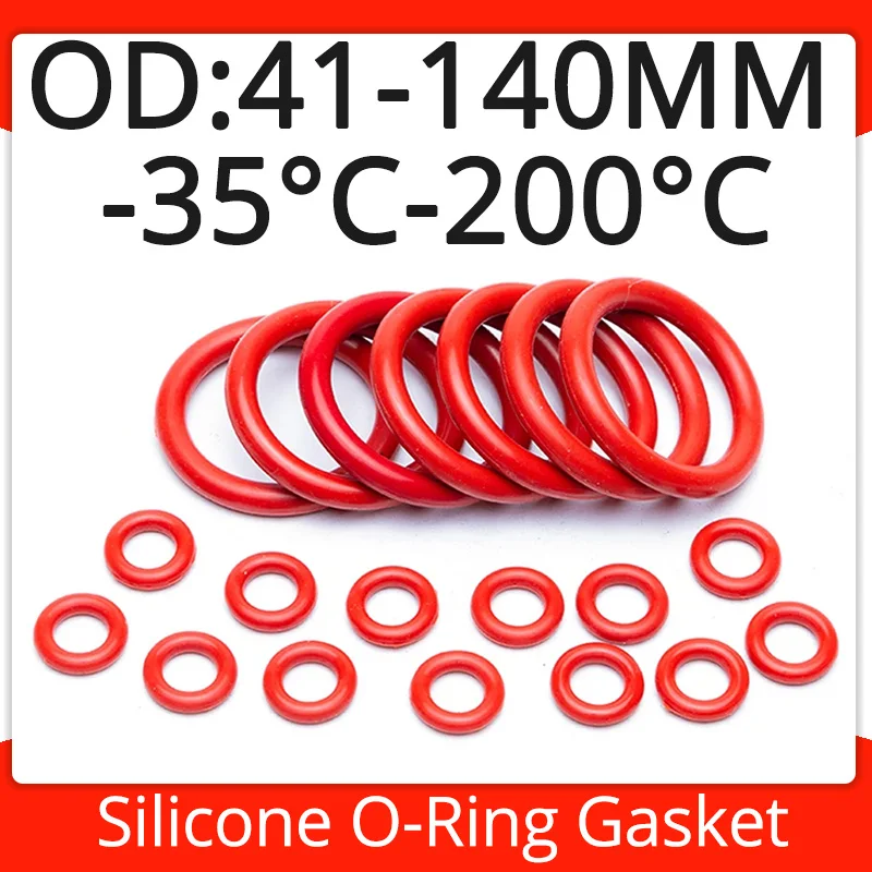 

Red VMQ Silicone O Ring Seal Gasket Oring Washer OD 41 ~ 140mm Food Grade Sealing O-Ring Vmq Assortment Hvac Tools