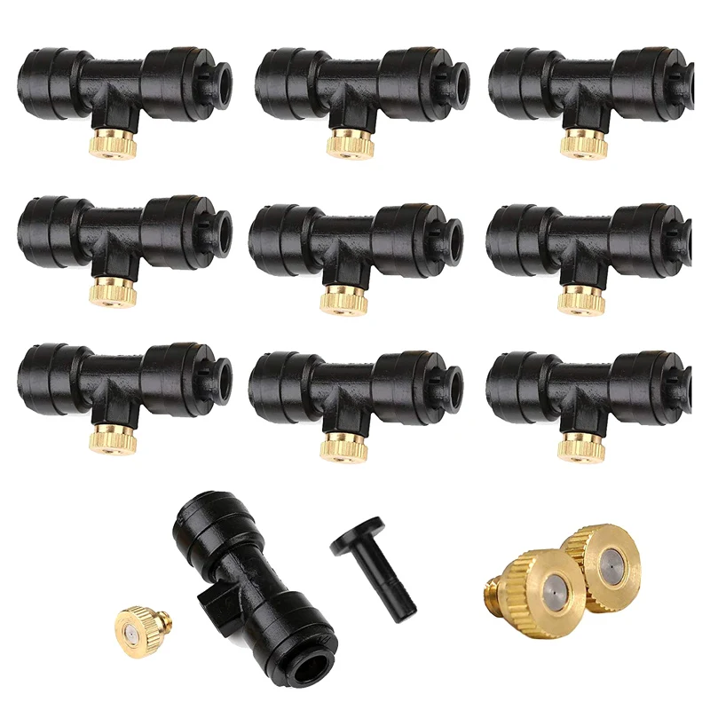 

Brass Misting Nozzles Kit 10x 0.3mm 10/24 UNC+10x Slip-Lok Misting Nozzle+1x Plug Set Misting Nozzles Kit-30