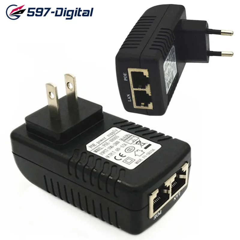 Инжектор POE для IP-камеры видеонаблюдения 48 В 24 Вт источник питания PoE адаптер