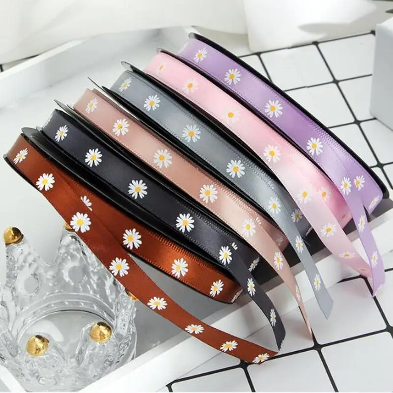 45 м Маргаритка печатная Grosgrain лента атласная цветы с цветочным принтом вечерние