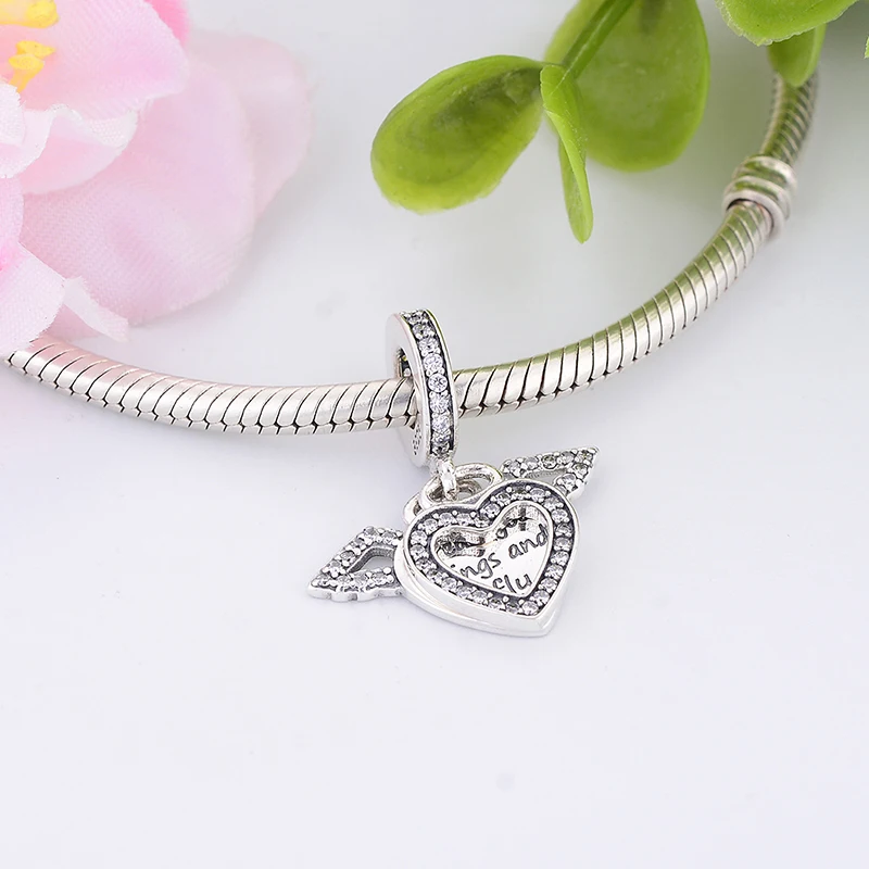 Новое поступление 100% 925 Серебряные Крылья Ангела летающие циркониевые бусины