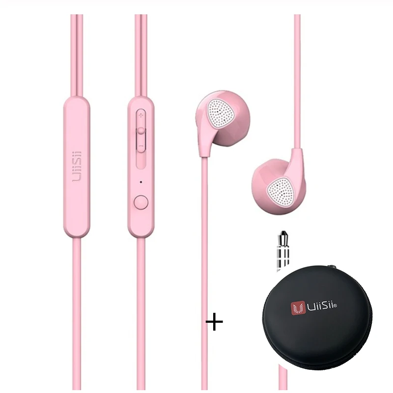 U1 Pink And Box Uiisii U1 наушники-вкладыши музыкальный плеер наушники проводной микрофон с сабвуфером спортивные музыкальные Игровые наушники для IOS и Android - Цвет: U1 Pink And Box