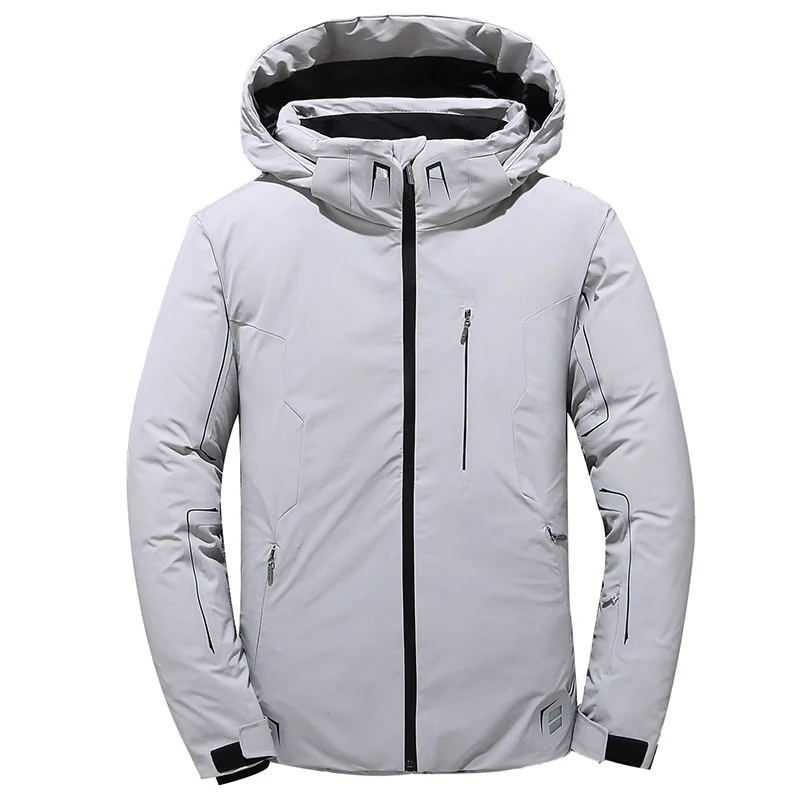 Мужской теплый пуховик с капюшоном красная или белая Толстая куртка большого