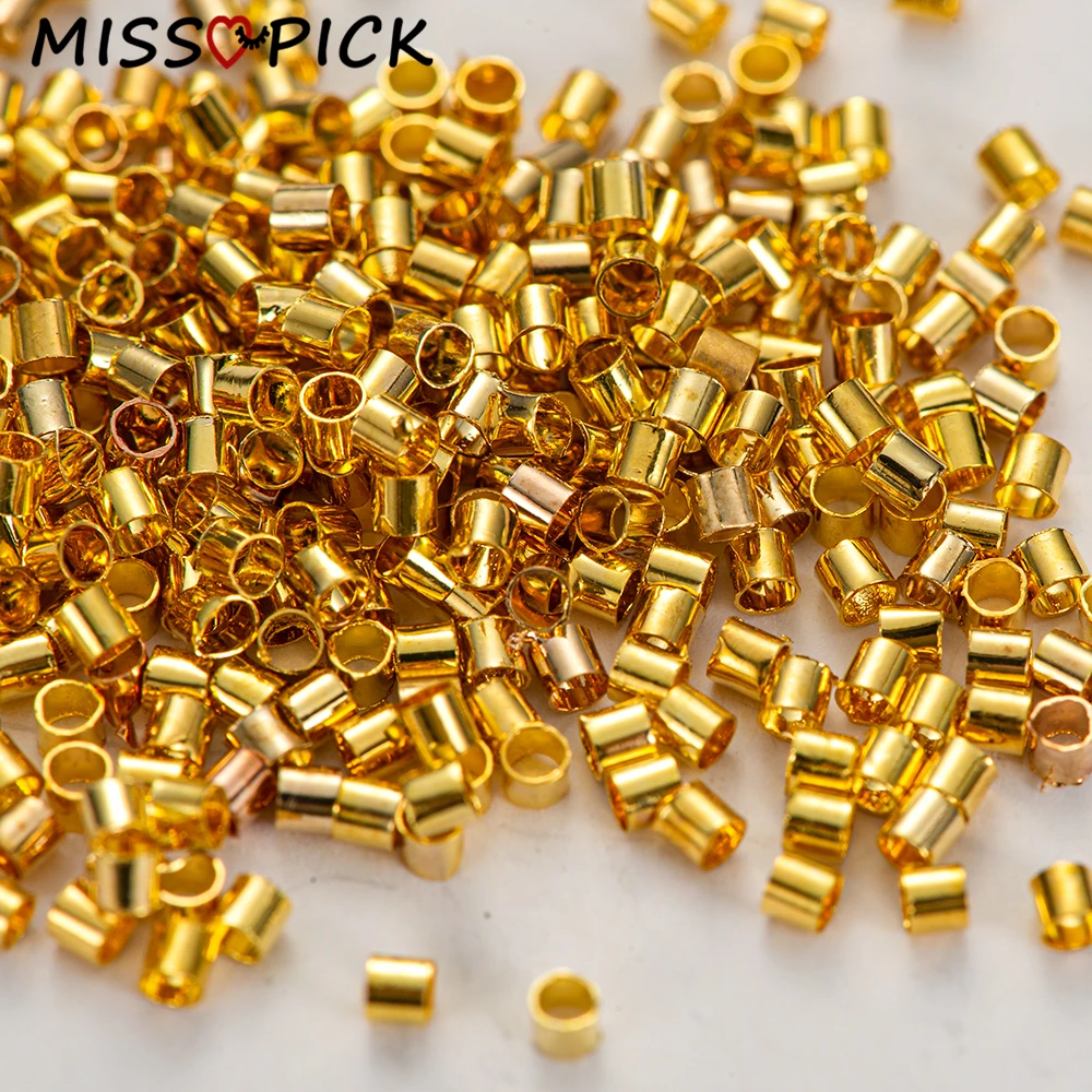 Обжимные концевые бусины для ювелирных изделий 500/2 мм золотистые/медные трубки