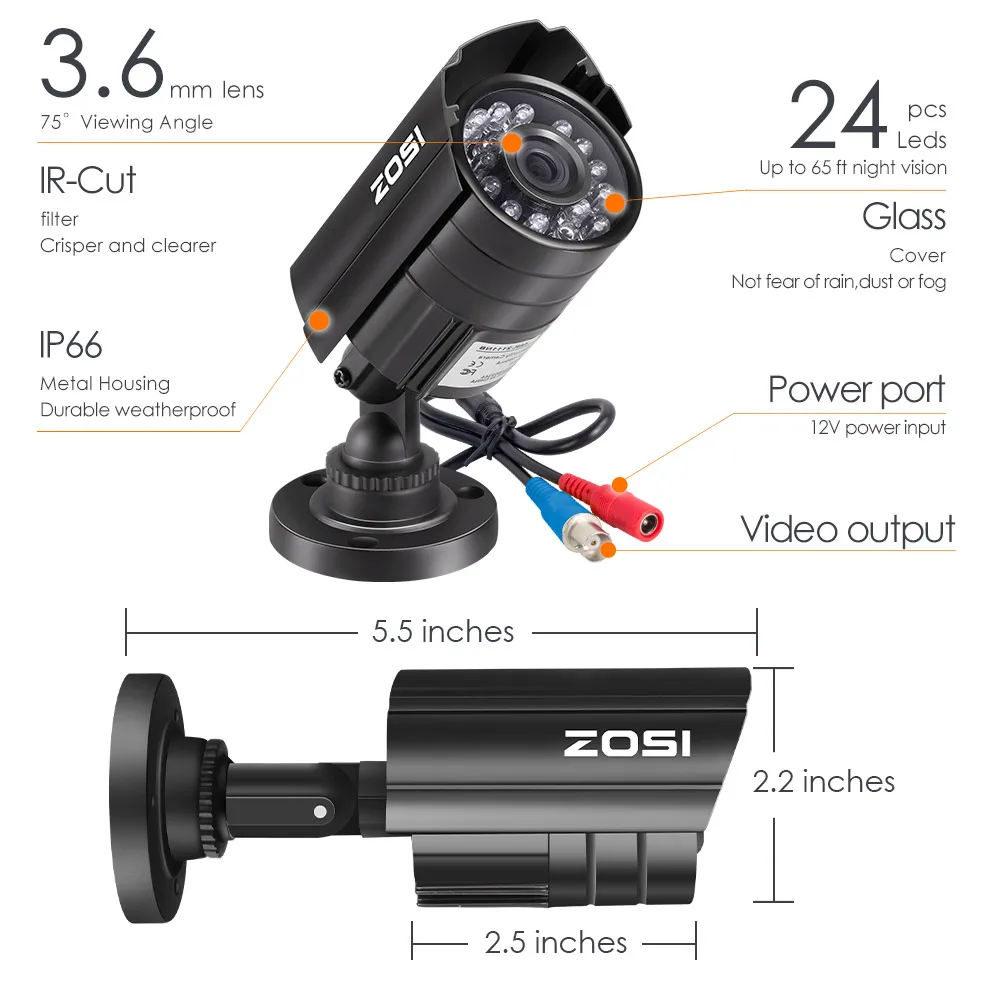 ZOSI 8CH 720P 4 в 1 CVI TVI AHD DVR, инфракрасная, водонепроницаемая и наружного видеонаблюдения ночного видения Камера домашней безопасности Системы наблюдения Наборы