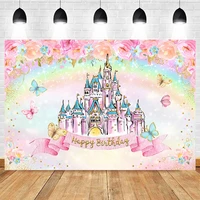 mocsicka birthday party photography background flowers butterfly castle decoration props baby shower photo backdrop banner
