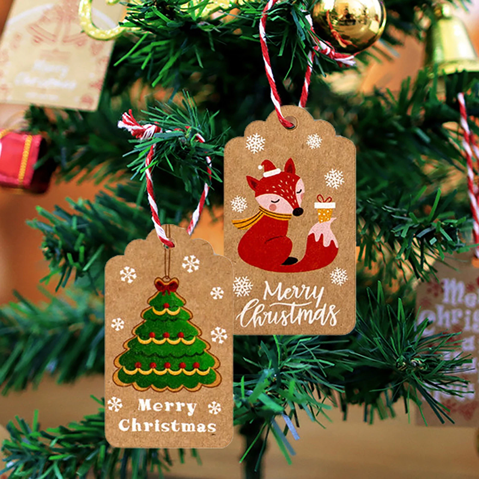 

Christmas Kraft Christmas Paper Tags Handmade/Thank You DIY Labels For Christmas Favors Hang Tag Gift Wrapping Supplies Stamp