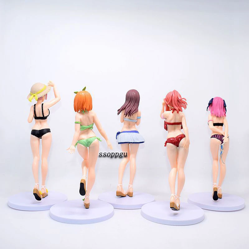 Figura DE ACCI&Oacute;N DE The Quintessential Quintuplets de 5 piezas, traje de ba&ntilde;o de PVC de Ichika, Miku, yotbasa, Itsuki, modelo de escritorio de colecci&oacute;n-1