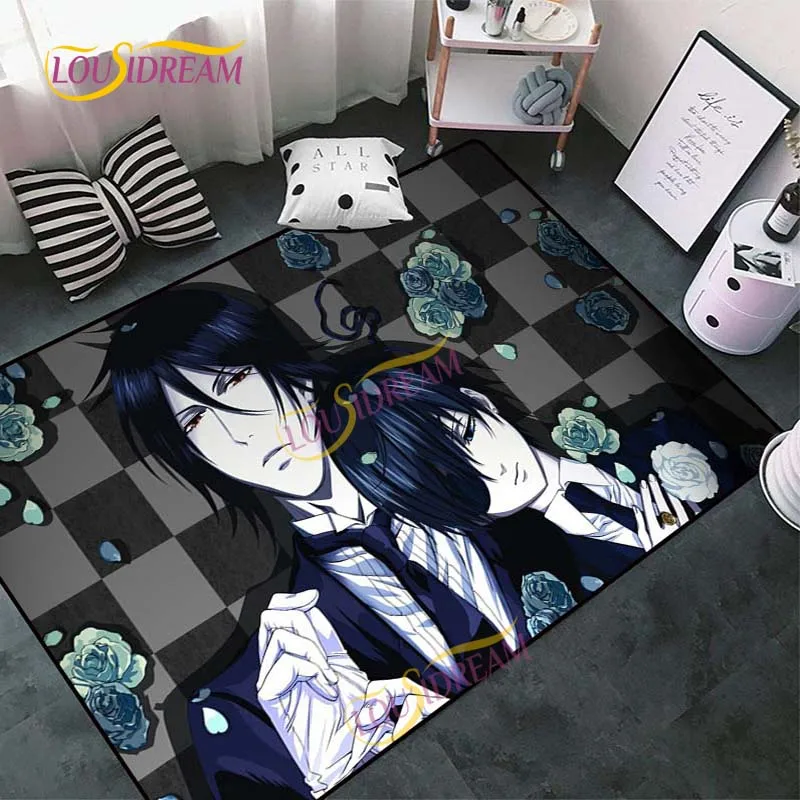 Ковер квадратный с анимационным рисунком "Черный Дворецкий" для спальни и гостиной, ковры и коврики для пола для детской комнаты и декора дома.