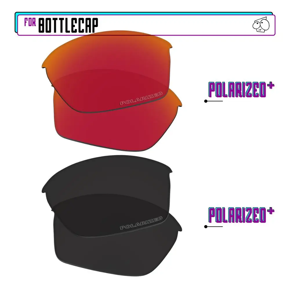 EZReplace Polarized Replacement Lenses for - Oakley Bottlecap Sunglasses - BlackPPlus-RedPPlus