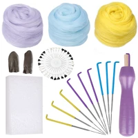 imzay wool felt kit 3 colors wool roving felt needle with wooden handle foam finger cot and other tools for diy animal making