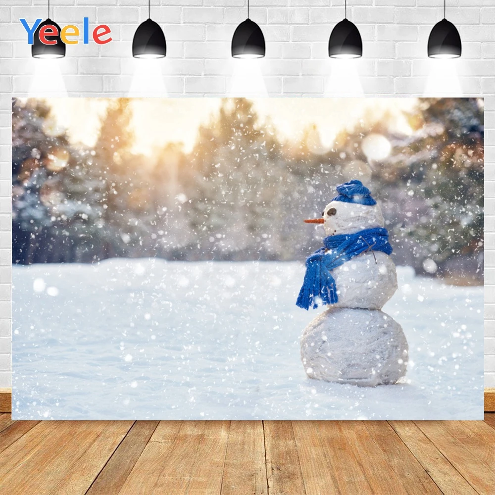 Рождественские блестящие солнечные фоны Yeele для фотографии зимний снеговик