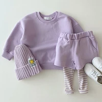 baby clothing children dresses purple color 2pcs t shirts for girls sweater and pants infant toddler girls sweatshirt clothes