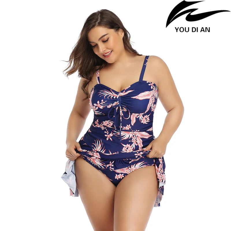 2020 New plus size swimwear women two pieces swimsuit larges swimming swim suit bathing beachwear wear big | Спорт и развлечения