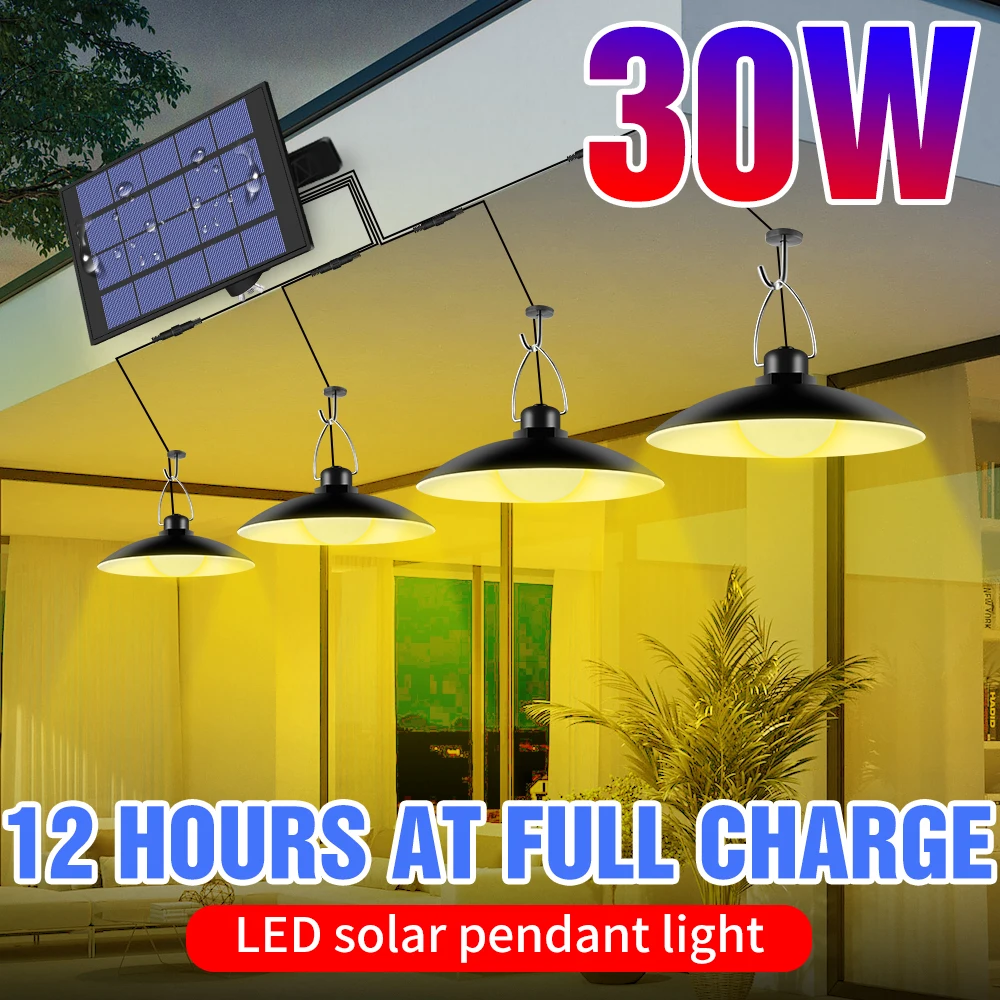 

Four Heads LED Solar Light With Cable Shed Lighting 25W 30W Waterproof Outdoor Indoor Solar Lamps For Courtyard Garden Camping