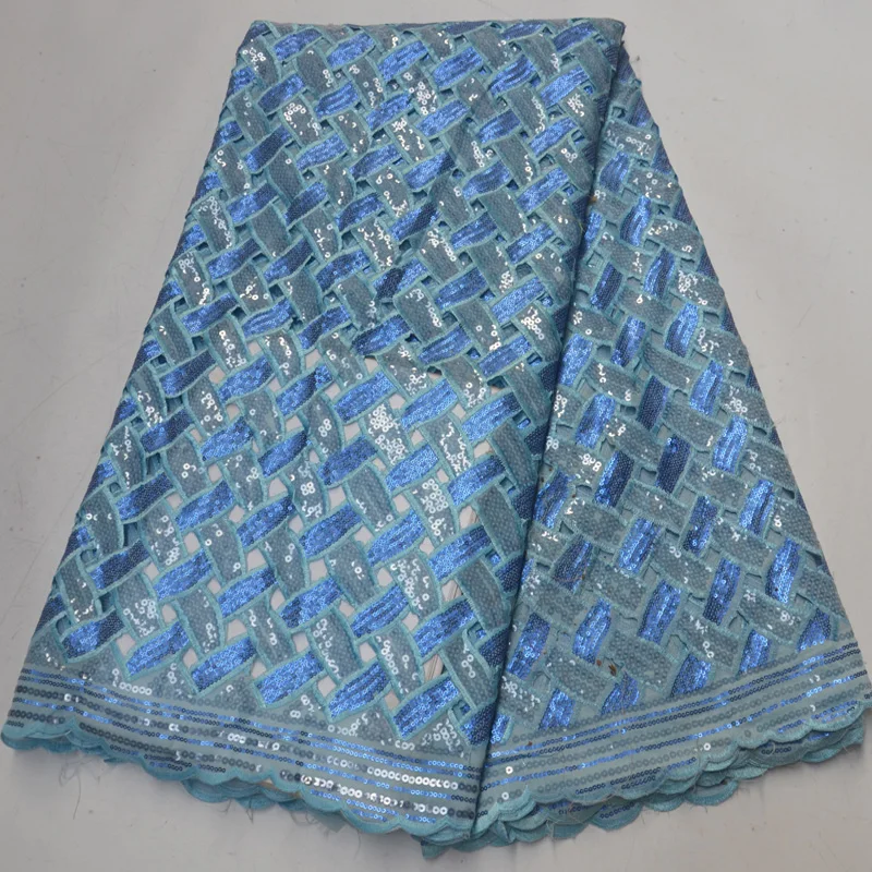 5 ярдов/шт. новинка небесно-голубая африканская кружевная ткань для