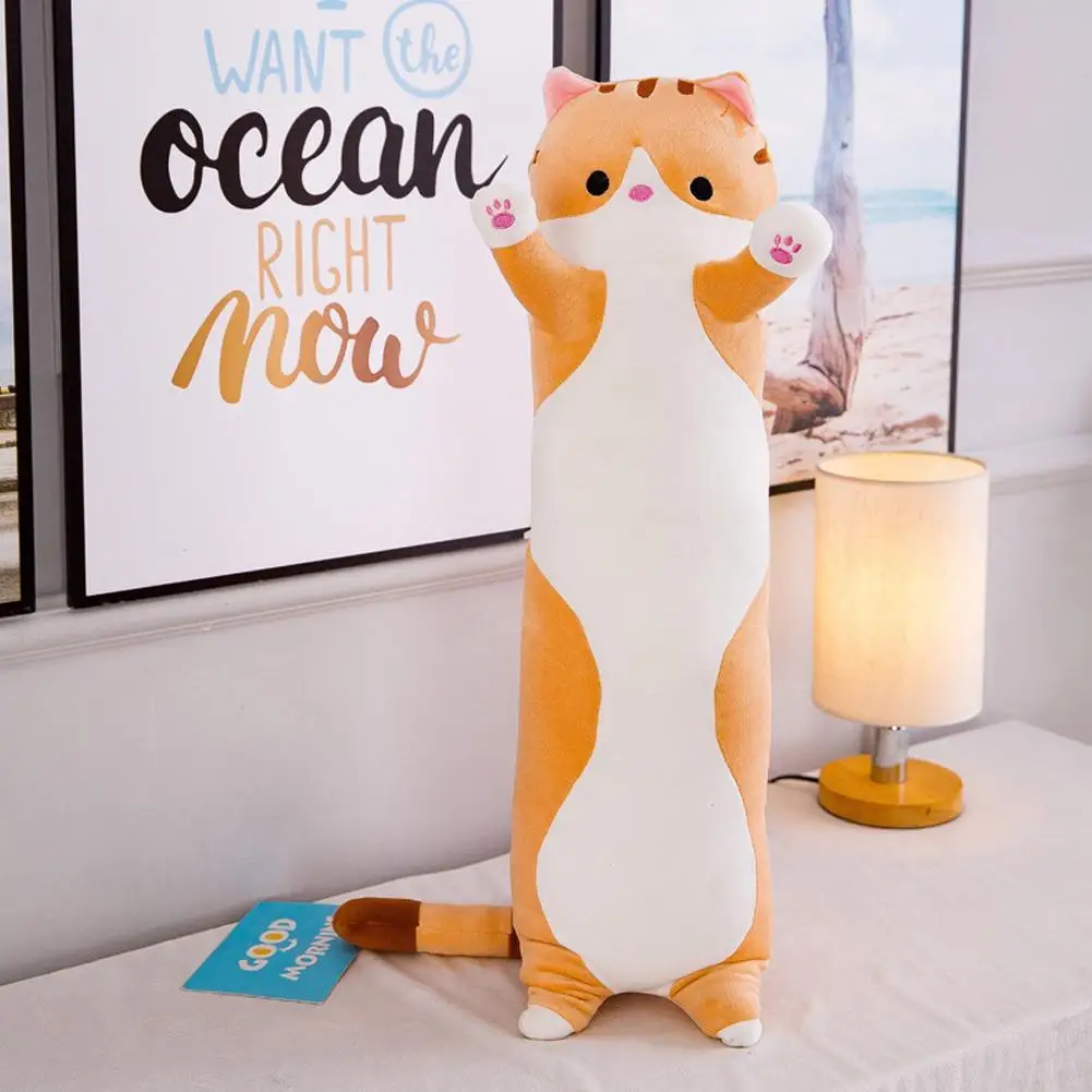 Кошка, плюшевые игрушки, животные, креативная Милая кошка, длинная мягкая пауза, офисный ланч, подушка для подгузников, Подушка для сна, мягкая Подарочная кукла для детей