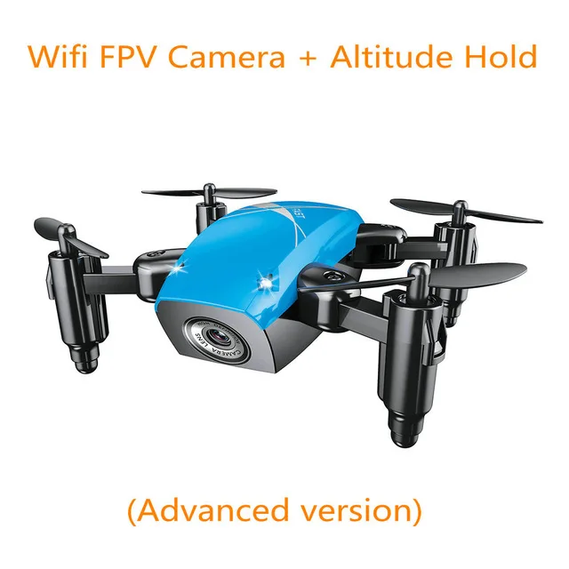 blue with camera Радиоуправляемый квадрокоптер S9 S9W S9HW мини-Дрон с камерой HD wifi FPV складной Дроны для селфи Профессиональный карманный микро-Дрон вертолет - Цвет: blue with camera